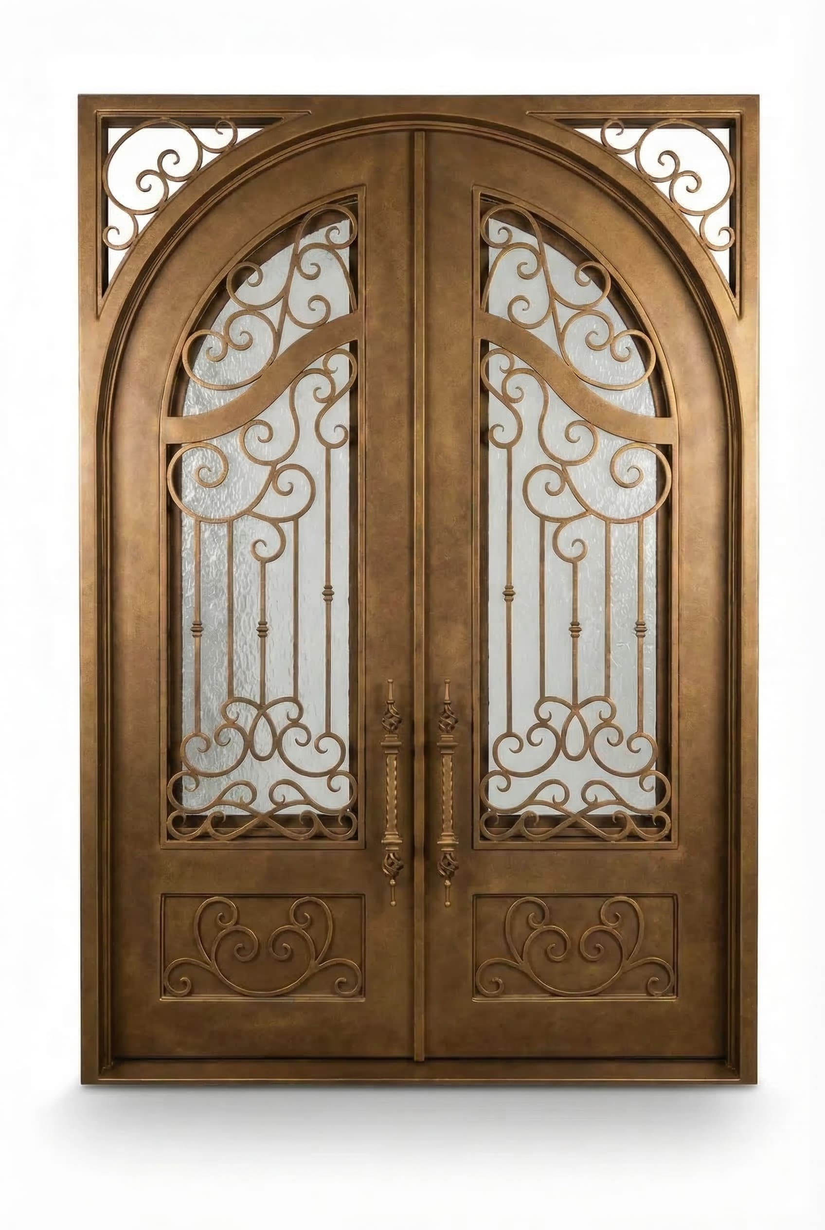 Full Arch Top Double Door in Gold Bronze Punch