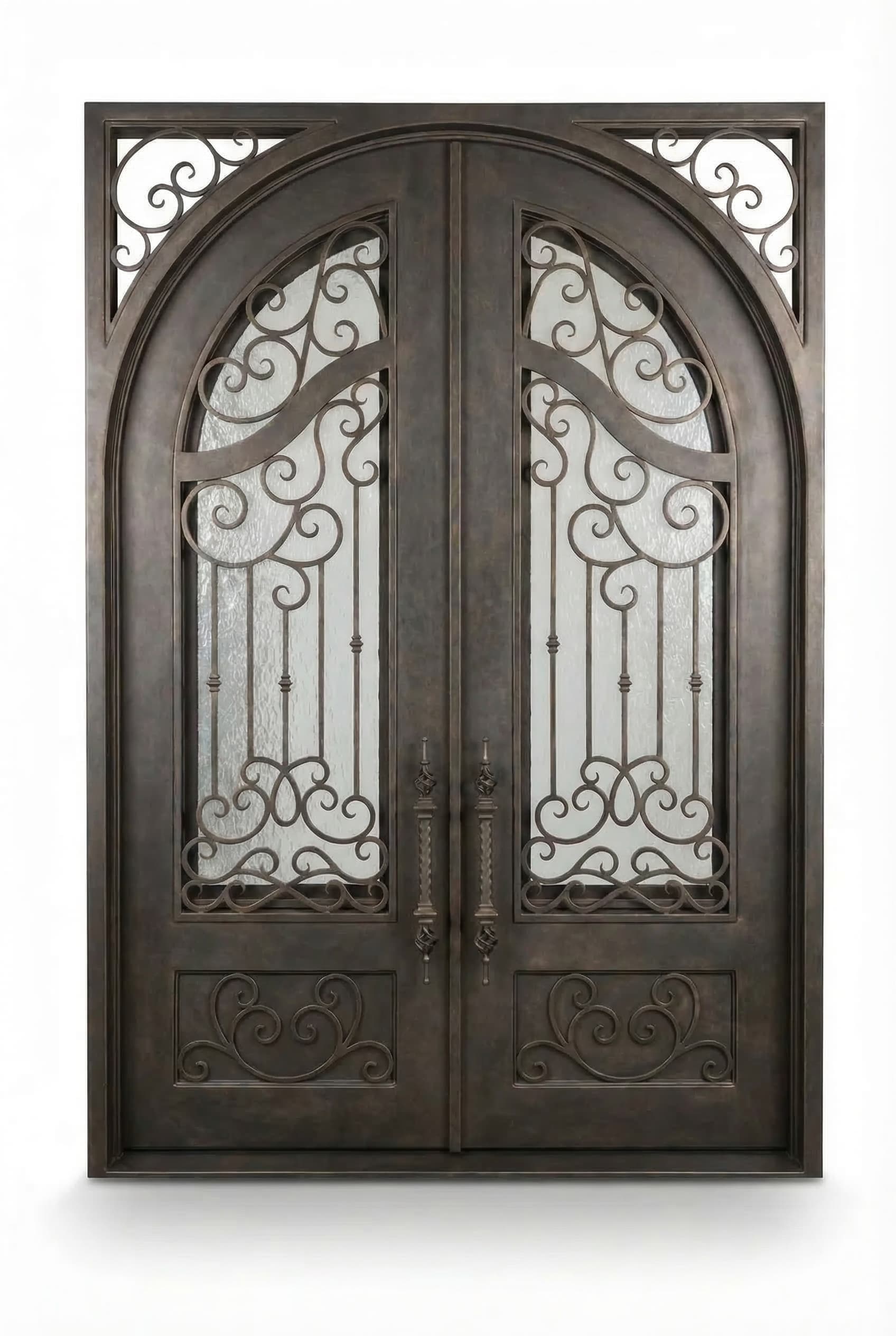 Full Arch Top Double Door in Aged Bronze Pewter