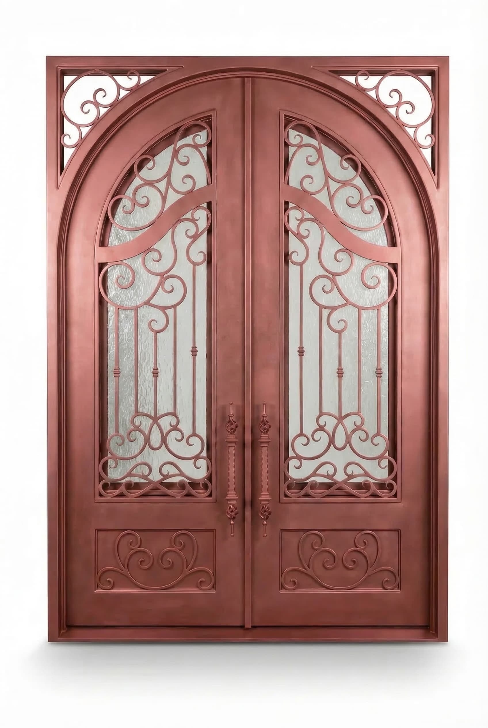 Full Arch Top Double Door in Rose Copper