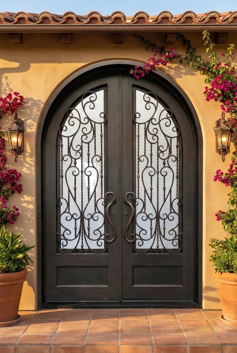 Arched Top Double Door in setting - DA013