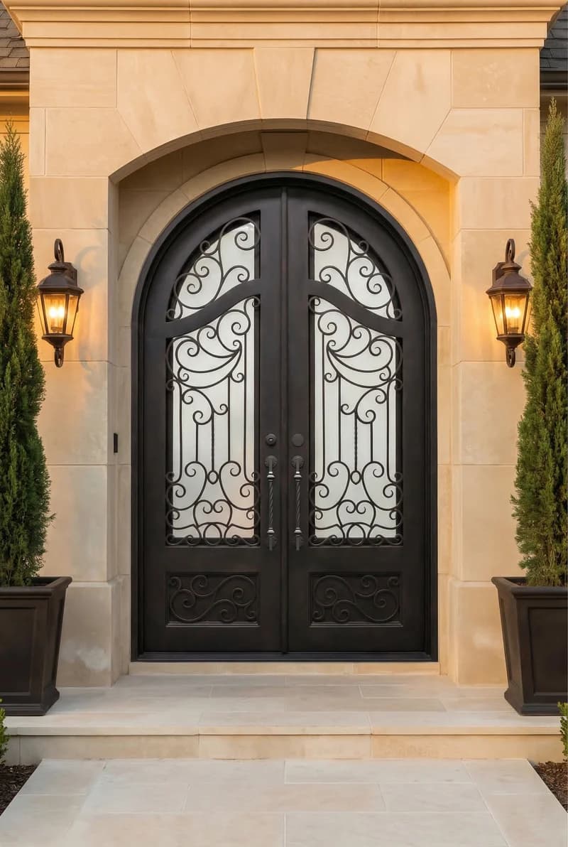 Arched Top Double Door in setting - DA104