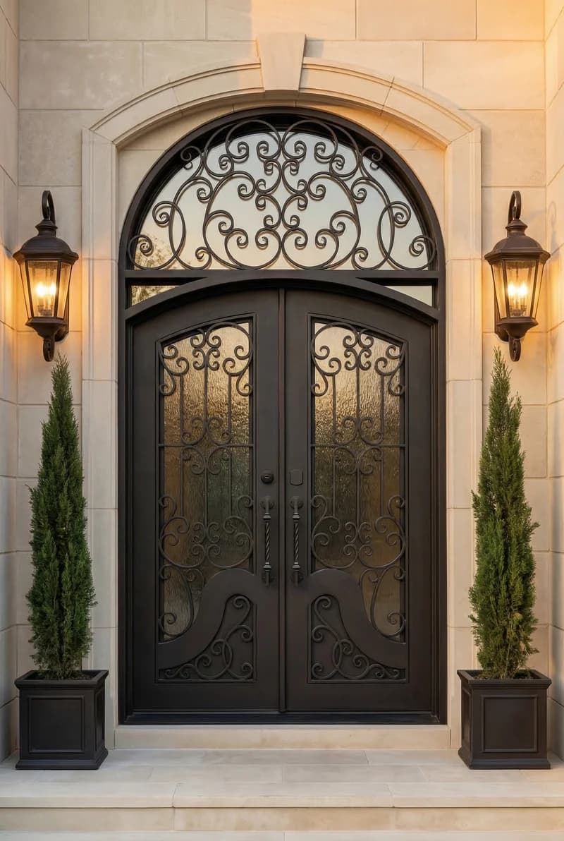 Arched Top Double Door in setting - DA105